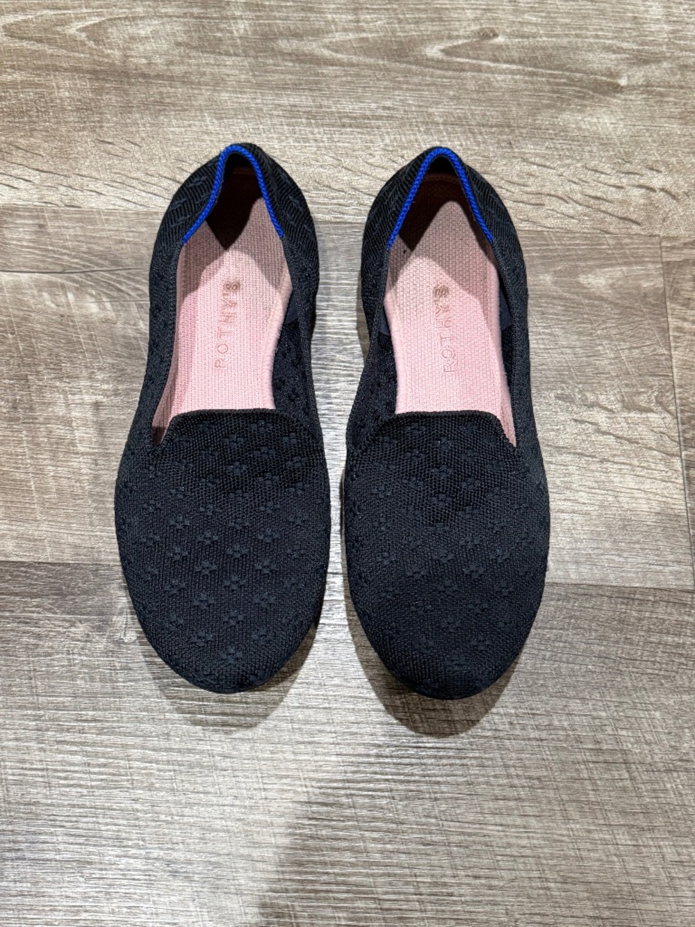 Rothy's  Shimmer Round Toe Flats Black  Slip On Sz 9.5